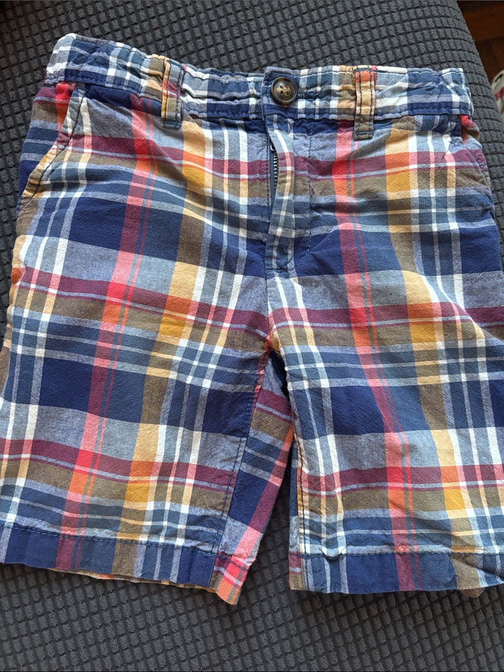 Carter's Plaid Cotton Shorts - Navy, Yellow, Red